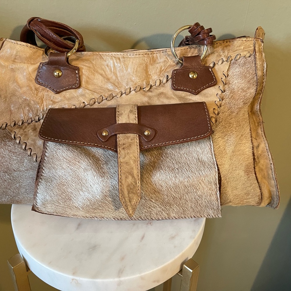 Tan and Brown Genuine Leather Shoulder Bag by Nardelli